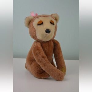 Fun Farm 1978 Teddy Bear Plush Stuffed Animal Brown Tan Shredded Clippings Bow